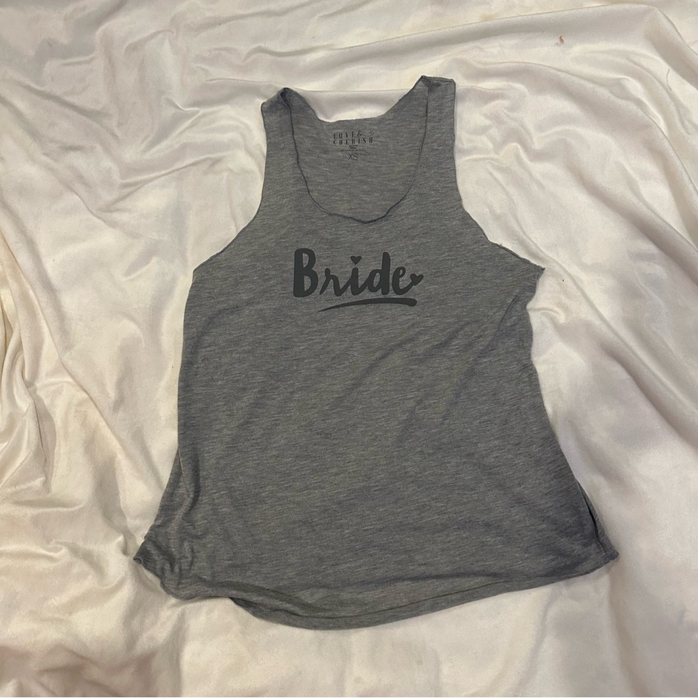 Love & Cherish Bride Racerback Tank Top Light Soft Gray XS